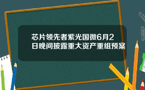 芯片领先者紫光国微6月2日晚间披露重大资产重组预案