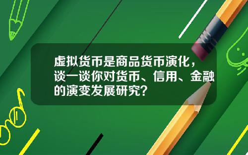 虚拟货币是商品货币演化,谈一谈你对货币、信用、金融的演变发展研究?