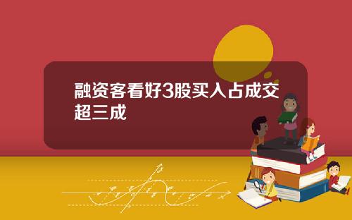 融资客看好3股买入占成交超三成