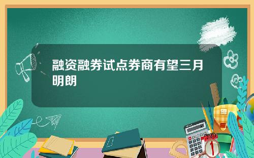 融资融券试点券商有望三月明朗