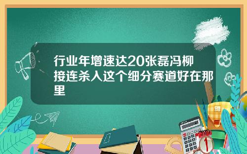 行业年增速达20张磊冯柳接连杀入这个细分赛道好在那里
