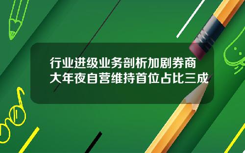 行业进级业务剖析加剧券商大年夜自营维持首位占比三成