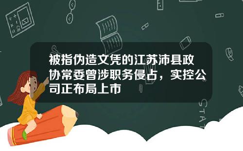 被指伪造文凭的江苏沛县政协常委曾涉职务侵占,实控公司正布局上市