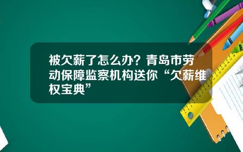 被欠薪了怎么办?青岛市劳动保障监察机构送你“欠薪维权宝典”