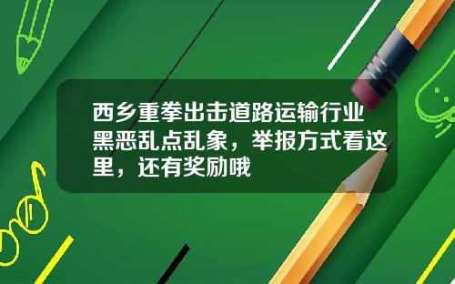 西乡重拳出击道路运输行业黑恶乱点乱象,举报方式看这里,还有奖励哦