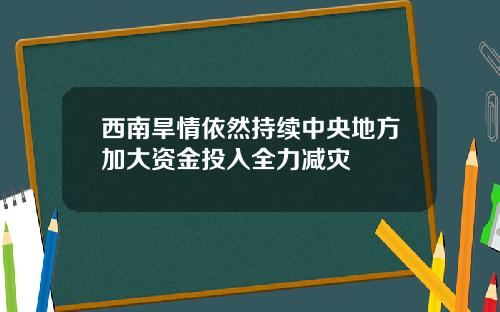 西南旱情依然持续中央地方加大资金投入全力减灾
