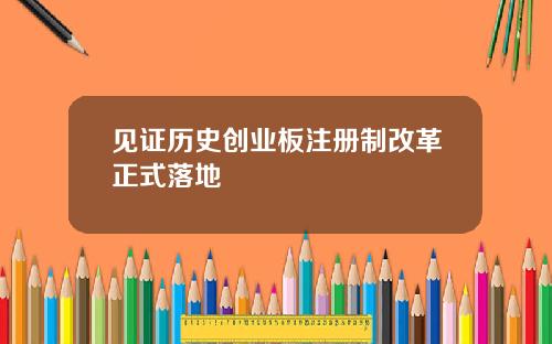见证历史创业板注册制改革正式落地