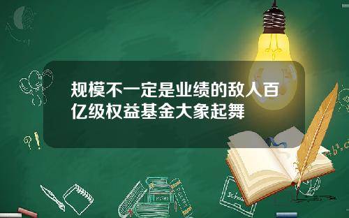 规模不一定是业绩的敌人百亿级权益基金大象起舞