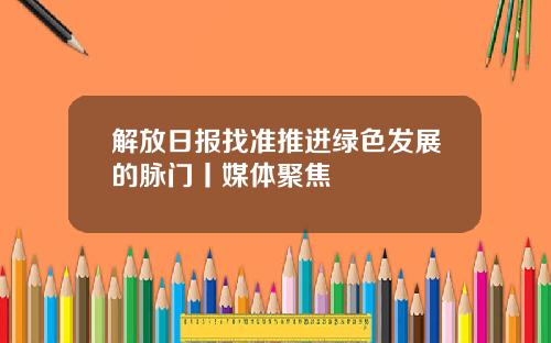 解放日报找准推进绿色发展的脉门丨媒体聚焦