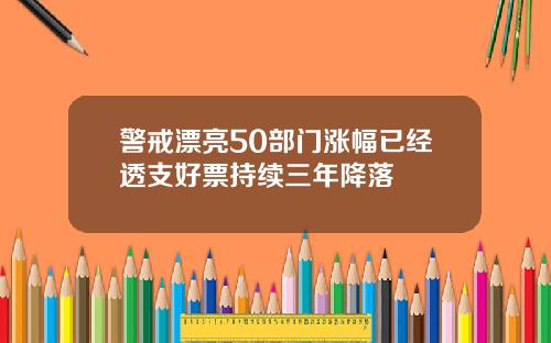 警戒漂亮50部门涨幅已经透支好票持续三年降落