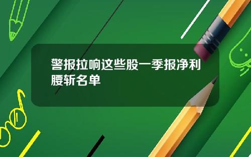 警报拉响这些股一季报净利腰斩名单