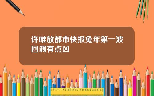 许唯放都市快报兔年第一波回调有点凶