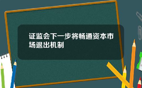 证监会下一步将畅通资本市场退出机制