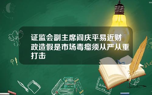 证监会副主席阎庆平易近财政造假是市场毒瘤须从严从重打击