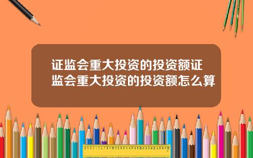 证监会重大投资的投资额证监会重大投资的投资额怎么算