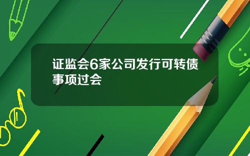 证监会6家公司发行可转债事项过会