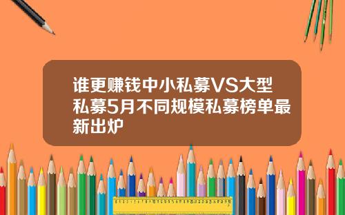 谁更赚钱中小私募VS大型私募5月不同规模私募榜单最新出炉
