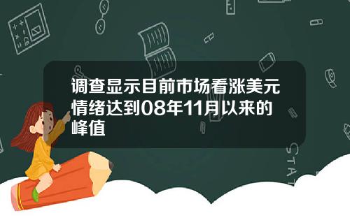 调查显示目前市场看涨美元情绪达到08年11月以来的峰值