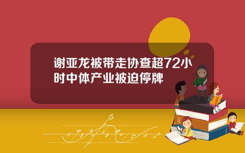 谢亚龙被带走协查超72小时中体产业被迫停牌