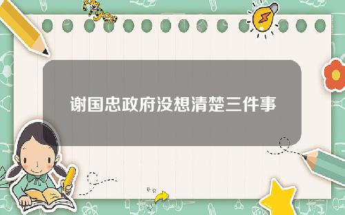 谢国忠政府没想清楚三件事