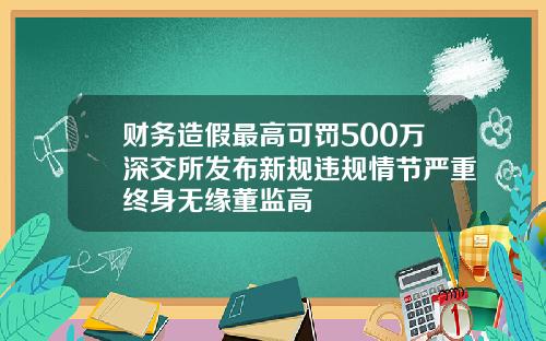 财务造假最高可罚500万深交所发布新规违规情节严重终身无缘董监高