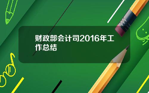 财政部会计司2016年工作总结