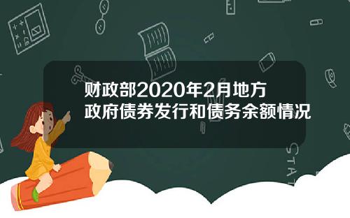 财政部2020年2月地方政府债券发行和债务余额情况