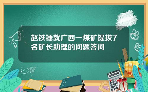 赵铁锤就广西一煤矿提拔7名矿长助理的问题答问