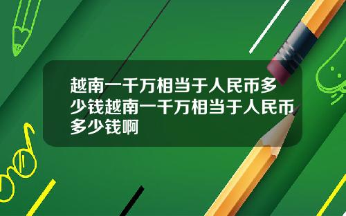 越南一千万相当于人民币多少钱越南一千万相当于人民币多少钱啊