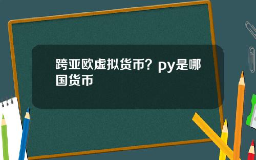 跨亚欧虚拟货币?py是哪国货币