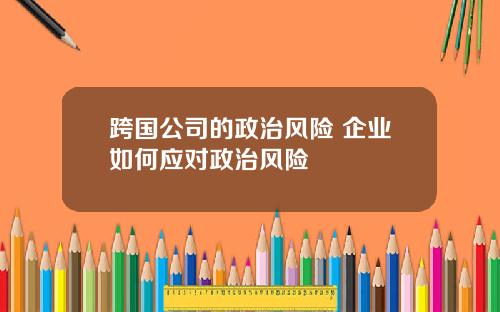 跨国公司的政治风险 企业如何应对政治风险