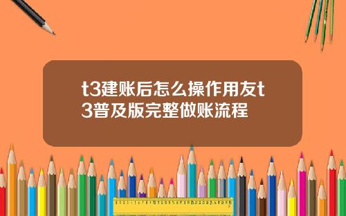 t3建账后怎么操作用友t3普及版完整做账流程