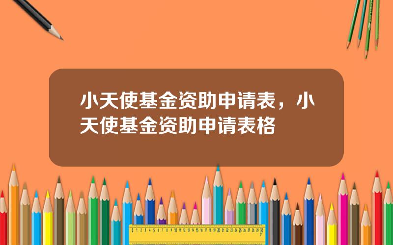 小天使基金资助申请表，小天使基金资助申请表格