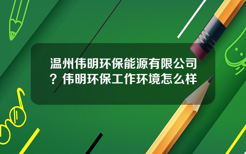 温州伟明环保能源有限公司？伟明环保工作环境怎么样