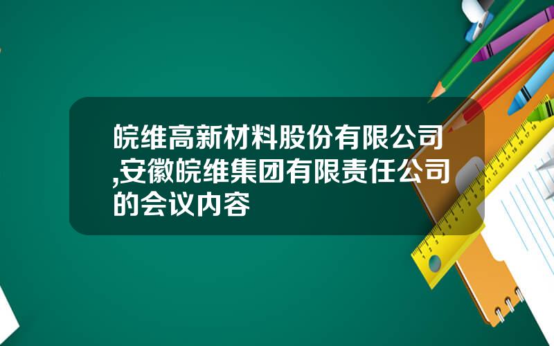 皖维高新材料股份有限公司,安徽皖维集团有限责任公司的会议内容