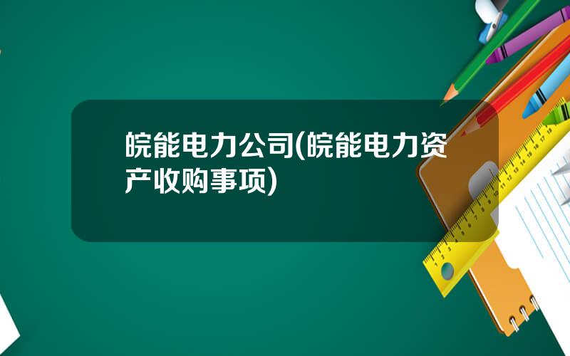 皖能电力公司(皖能电力资产收购事项)