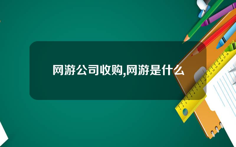 网游公司收购,网游是什么