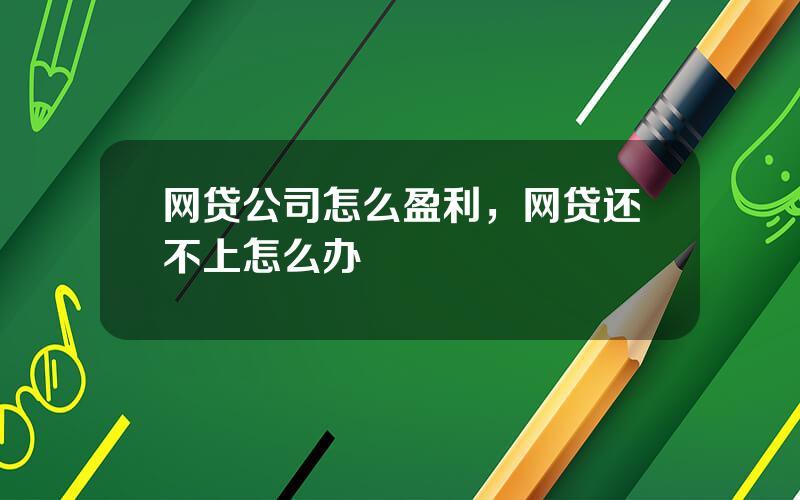 网贷公司怎么盈利，网贷还不上怎么办