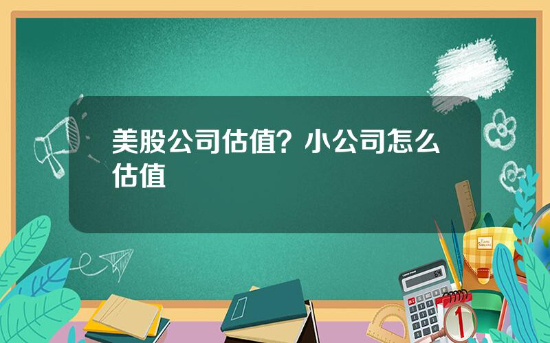 美股公司估值？小公司怎么估值