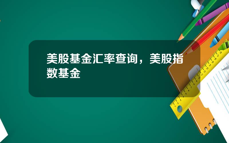美股基金汇率查询，美股指数基金