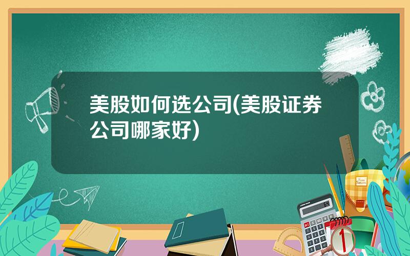 美股如何选公司(美股证券公司哪家好)