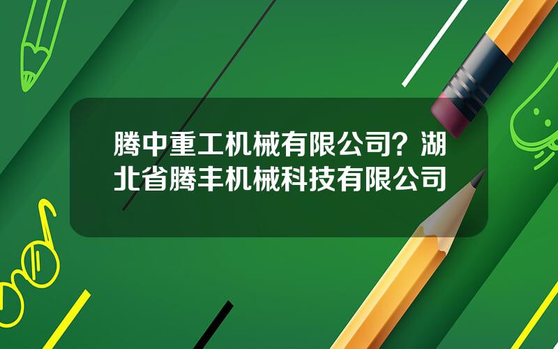 腾中重工机械有限公司？湖北省腾丰机械科技有限公司