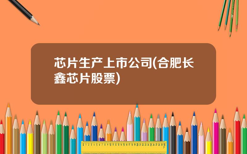 芯片生产上市公司(合肥长鑫芯片股票)
