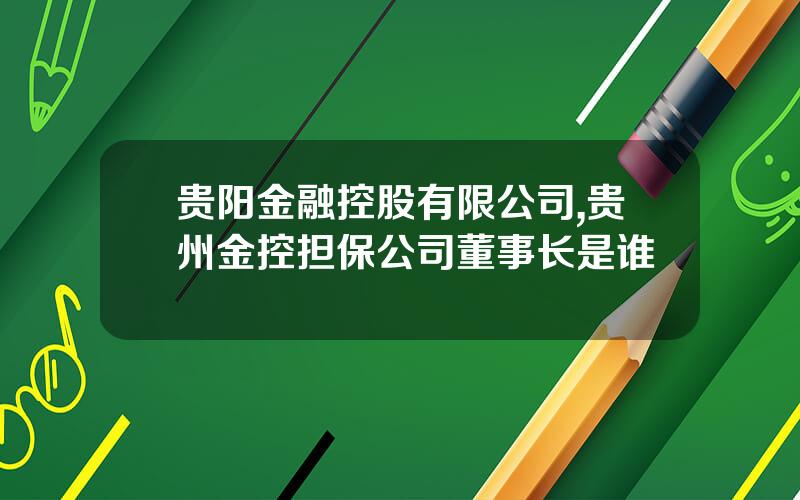 贵阳金融控股有限公司,贵州金控担保公司董事长是谁