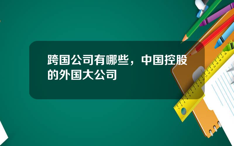跨国公司有哪些，中国控股的外国大公司