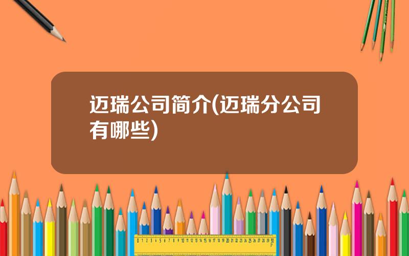 迈瑞公司简介(迈瑞分公司有哪些)