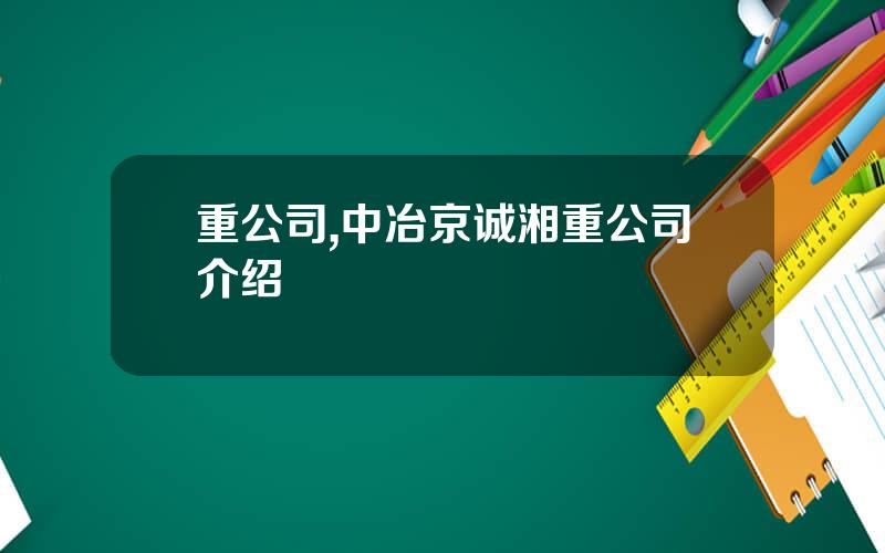 重公司,中冶京诚湘重公司介绍